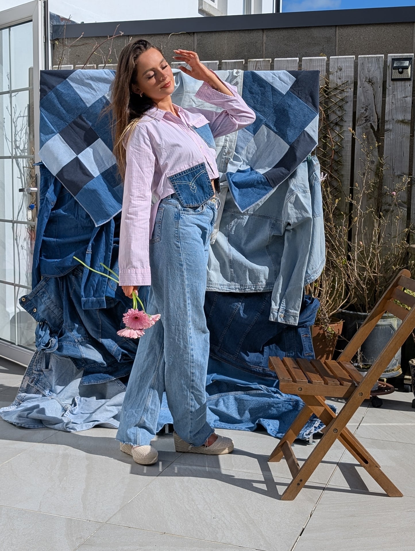 Denim Pocket Crop Shirt