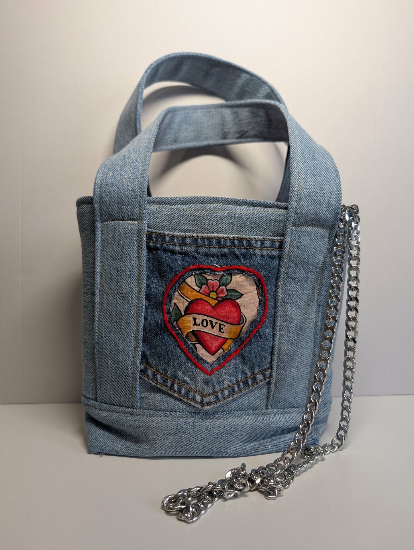 'LOVE' Denim Tote Bag
